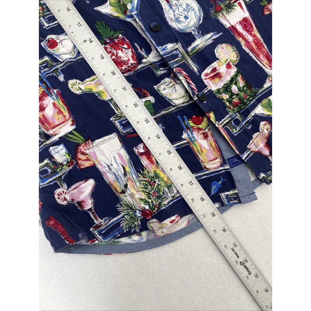 Tommy Bahama Shirt Mens L Veracruz Cay  Cocktail Print EUC Cotton Hawaiian - Picture 5 of 5